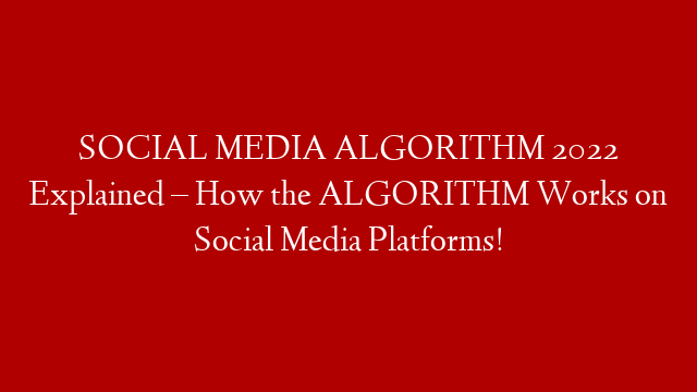 SOCIAL MEDIA ALGORITHM 2022 Explained – How the ALGORITHM Works on Social Media Platforms!