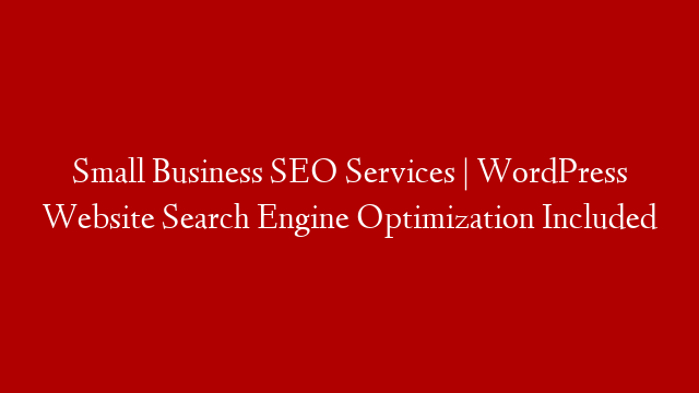 Small Business SEO Services | WordPress Website Search Engine Optimization Included