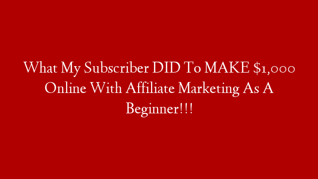 What My Subscriber DID To MAKE $1,000 Online With Affiliate Marketing As A Beginner!!!