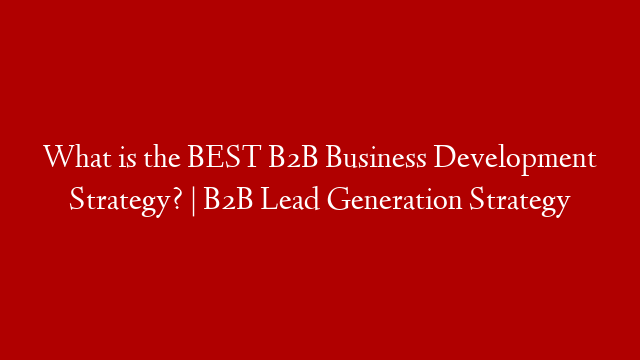 What is the BEST B2B Business Development Strategy? |  B2B Lead Generation Strategy