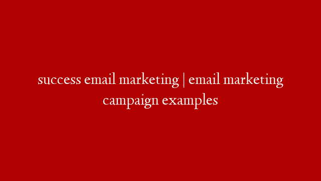 success email marketing | email marketing campaign examples