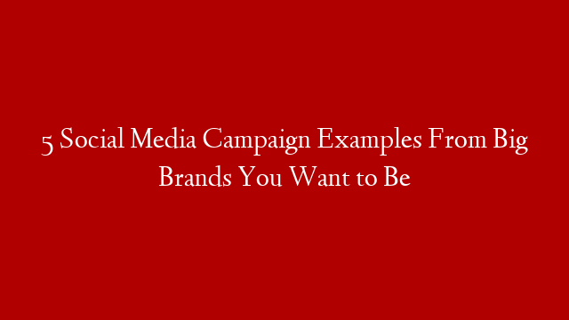5 Social Media Campaign Examples From Big Brands You Want to Be
