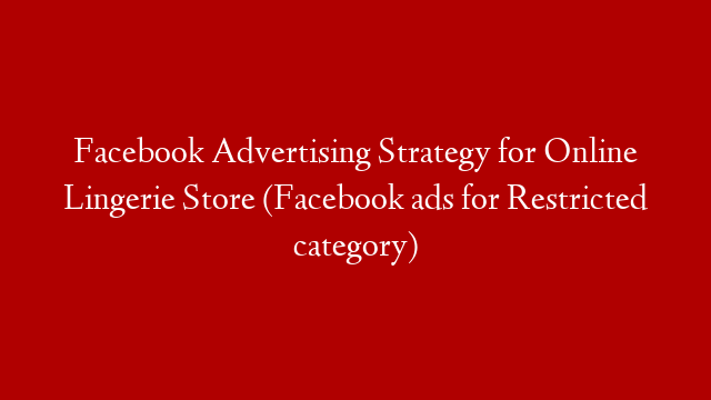 Facebook Advertising Strategy for Online Lingerie Store (Facebook ads for Restricted category)