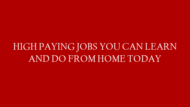 HIGH PAYING JOBS YOU CAN LEARN AND DO FROM HOME TODAY