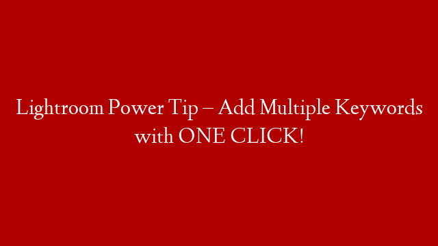 Lightroom Power Tip – Add Multiple Keywords with ONE CLICK!