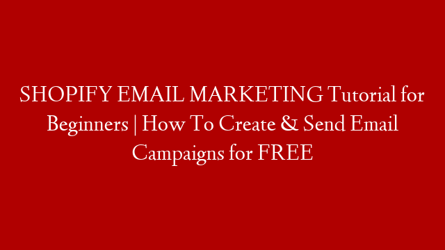 SHOPIFY EMAIL MARKETING Tutorial for Beginners | How To Create & Send Email Campaigns for FREE