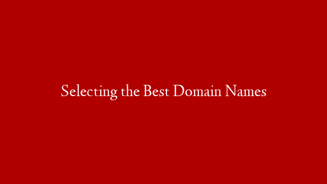 Selecting the Best Domain Names