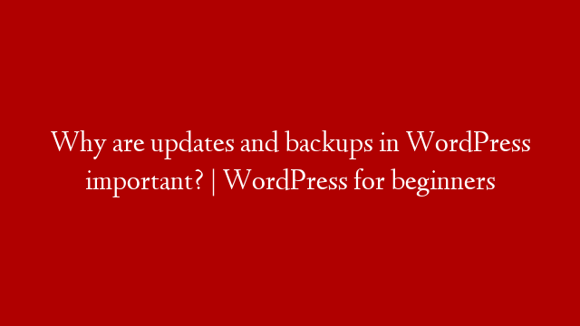 Why are updates and backups in WordPress important? | WordPress for beginners