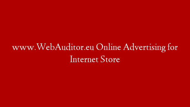 www.WebAuditor.eu Online Advertising for Internet Store