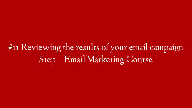 #11 Reviewing the results of your email campaign Step – Email Marketing Course