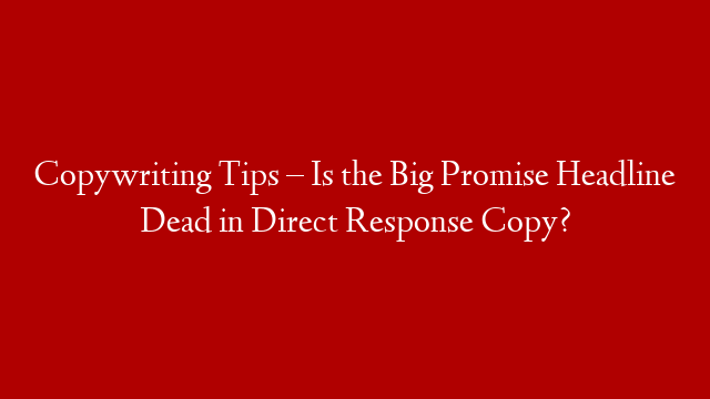 Copywriting Tips – Is the Big Promise Headline Dead in Direct Response Copy?