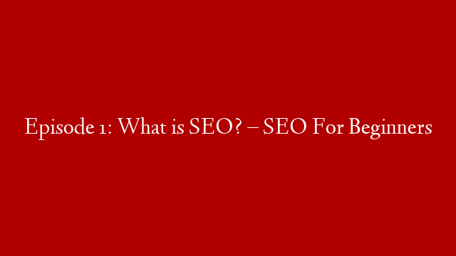 Episode 1: What is SEO? – SEO For Beginners
