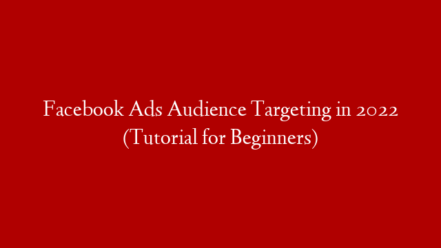 Facebook Ads Audience Targeting in 2022 (Tutorial for Beginners) post thumbnail image