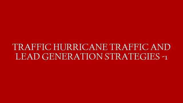 TRAFFIC HURRICANE TRAFFIC AND LEAD GENERATION STRATEGIES -1