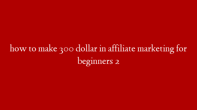 how to make 300 dollar in affiliate marketing for beginners 2