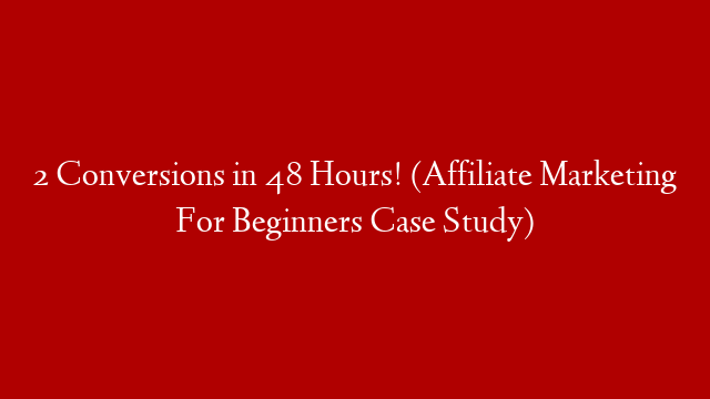 2 Conversions in 48 Hours! (Affiliate Marketing For Beginners Case Study)