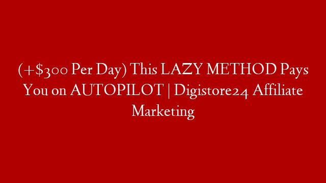 (+$300 Per Day) This LAZY METHOD Pays You on AUTOPILOT | Digistore24 Affiliate Marketing post thumbnail image
