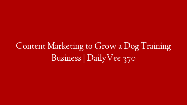 Content Marketing to Grow a Dog Training Business | DailyVee 370