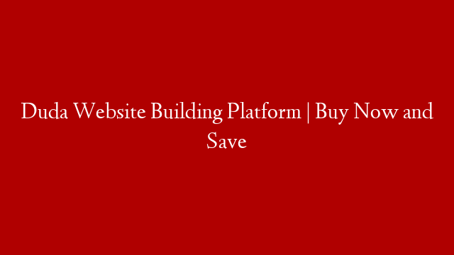 Duda Website Building Platform | Buy Now and Save