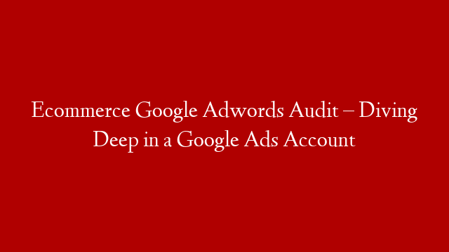 Ecommerce Google Adwords Audit – Diving Deep in a Google Ads Account