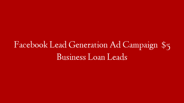 Facebook Lead Generation Ad Campaign   $5 Business Loan Leads