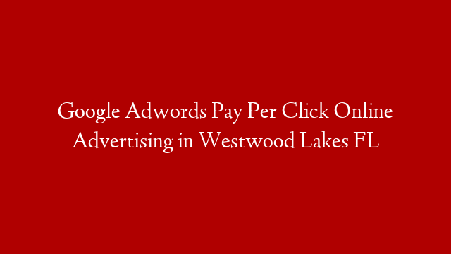 Google Adwords Pay Per Click Online Advertising in  Westwood Lakes FL