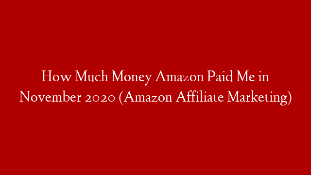 How Much Money Amazon Paid Me in November 2020 (Amazon Affiliate Marketing)