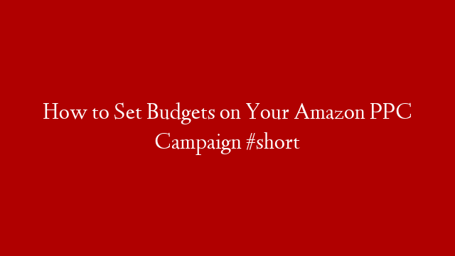How to Set Budgets on Your Amazon PPC Campaign  #short