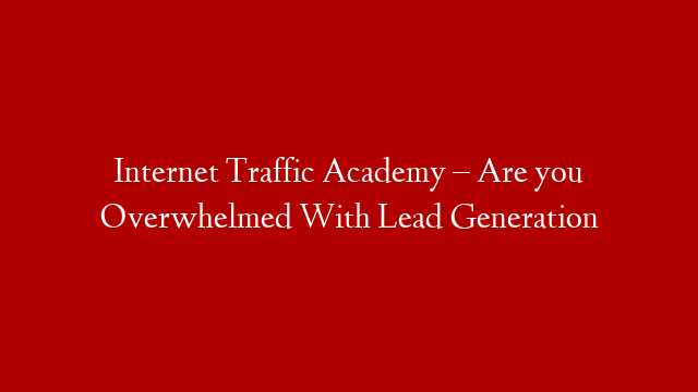 Internet Traffic Academy – Are you Overwhelmed With Lead Generation