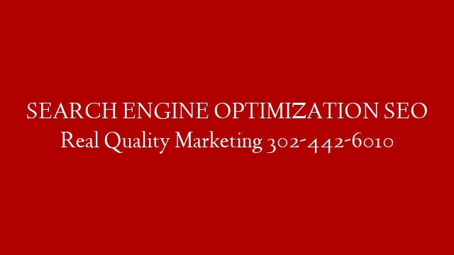 SEARCH ENGINE OPTIMIZATION SEO Real Quality Marketing 302-442-6010