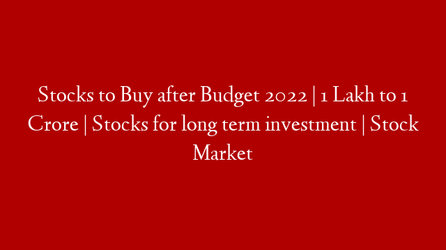 Stocks to Buy after Budget 2022 | 1 Lakh to 1 Crore | Stocks for long term investment | Stock Market