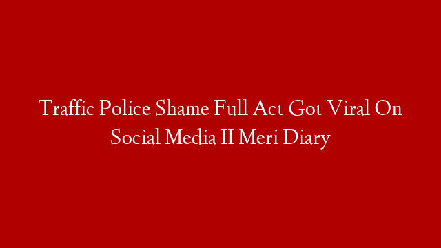 Traffic Police Shame Full Act Got Viral On Social Media II Meri Diary