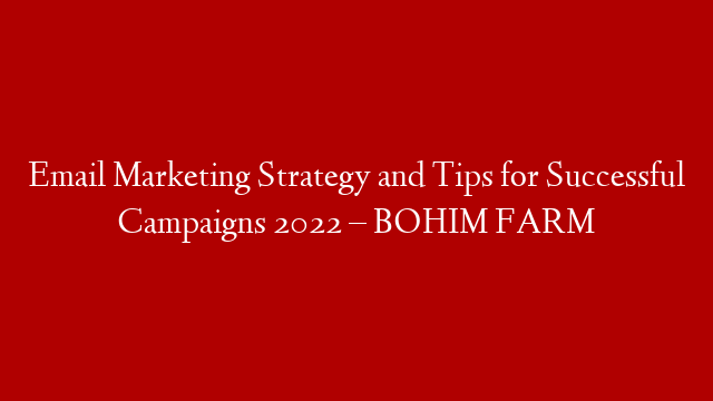 Email Marketing Strategy and Tips for Successful Campaigns 2022 – BOHIM FARM