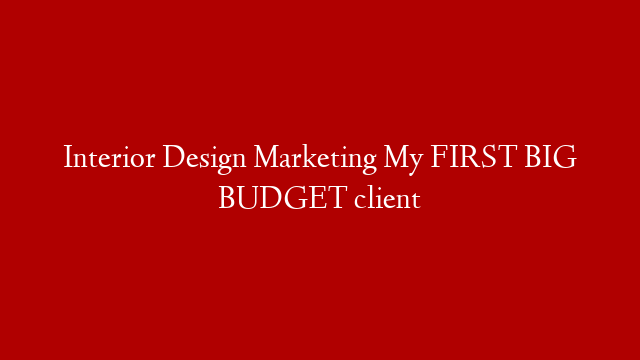 Interior Design Marketing My FIRST BIG BUDGET client