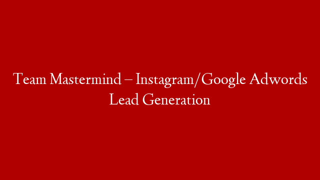 Team Mastermind – Instagram/Google Adwords Lead Generation post thumbnail image