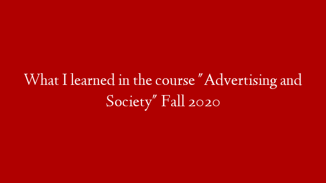 What I learned in the course "Advertising and Society" Fall 2020