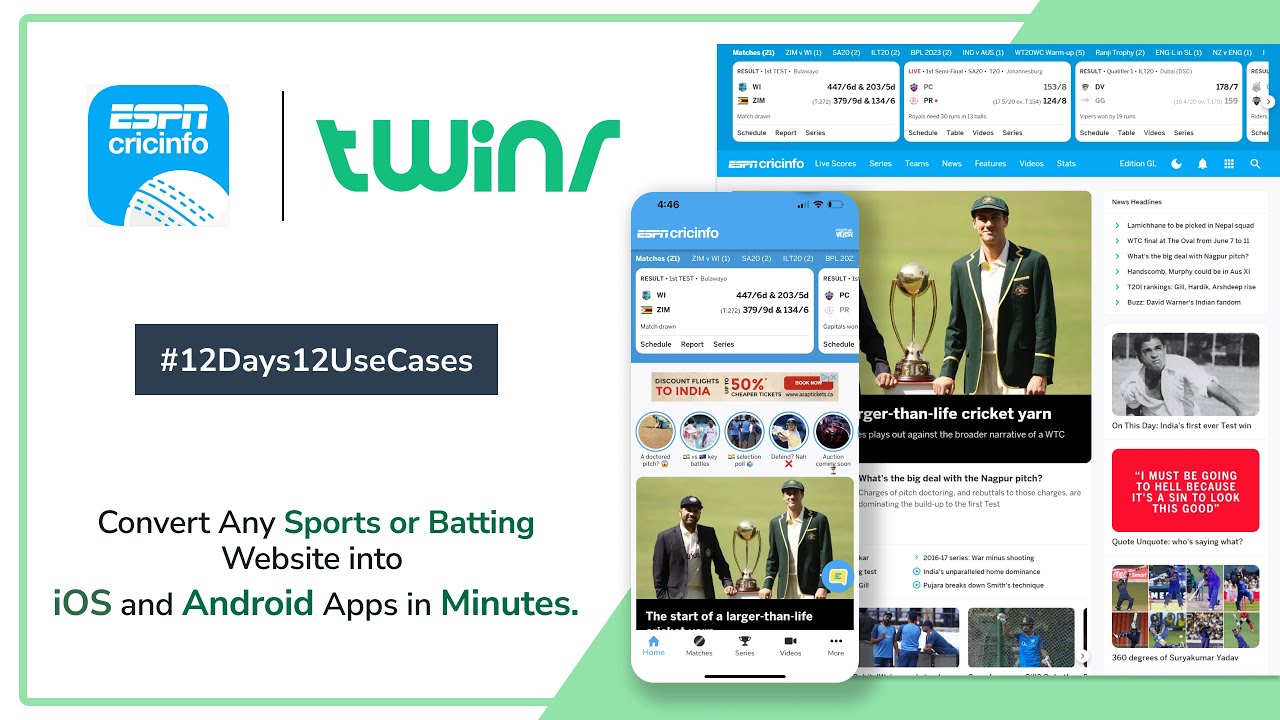 Convert ESPN Website to Mobile Apps in Minutes with Twinr – #12Days12UseCases Day 11 post thumbnail image