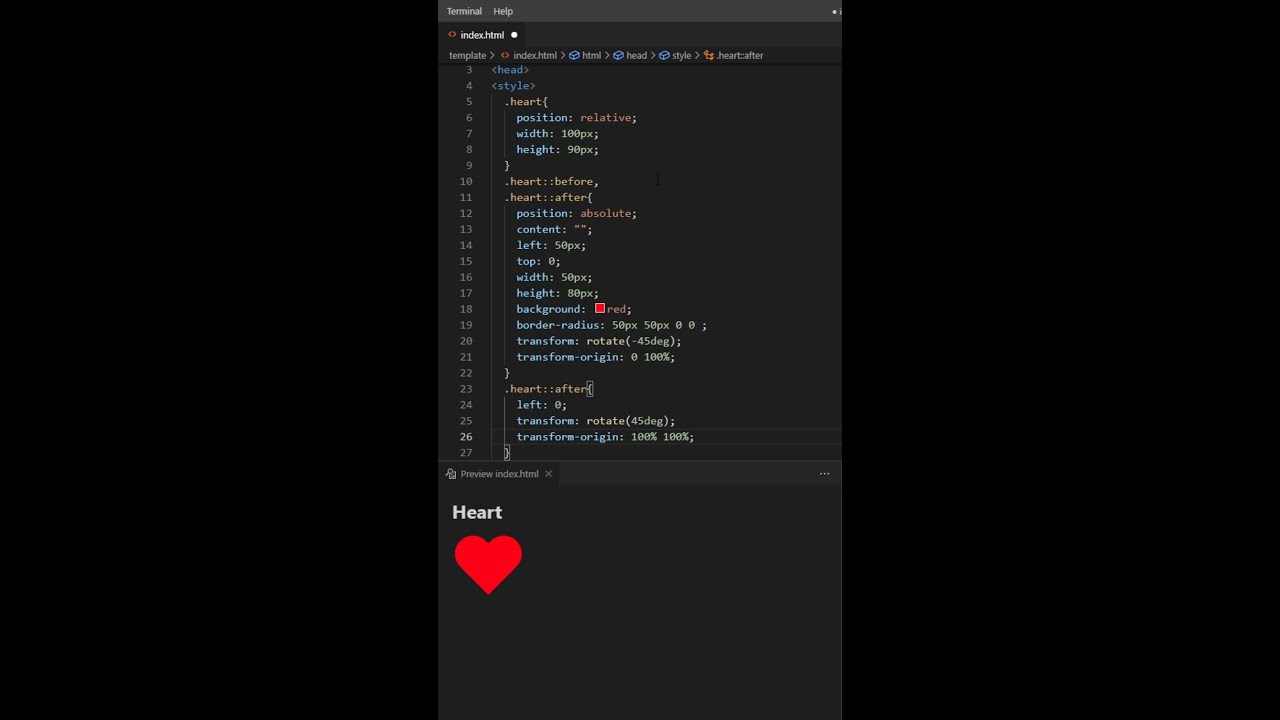 Instagram Heart Tutorial | HTML and CSS Coding for beginners using VSCode editor  2021 #shorts post thumbnail image