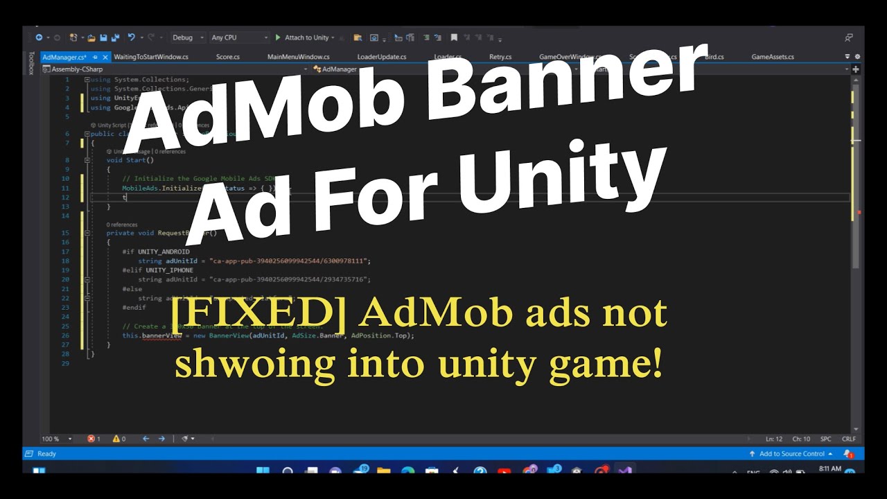Integrate AdMob banner ads for Unity – [*Fixed – Ads not loading in the phones issue] post thumbnail image