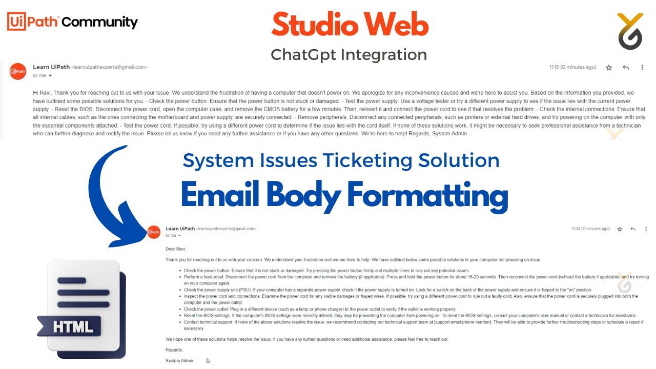 UiPath | Gmail Email Body Formatting in UiPath Studio Web | ChatGpt Integration | English post thumbnail image