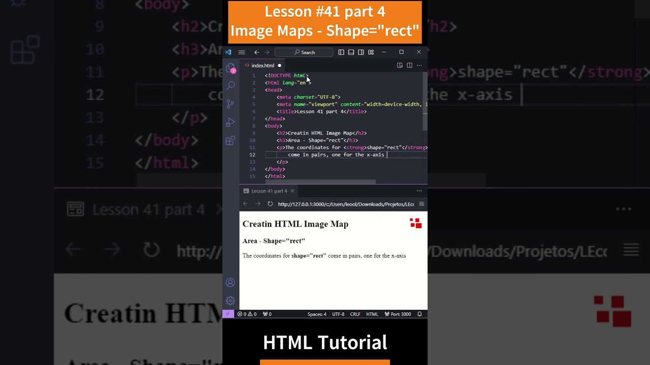 Lesson 41 – HTML image Map – Area – Shape – rect part 4 #shorts #html #html5  #coding #htmltutorial post thumbnail image