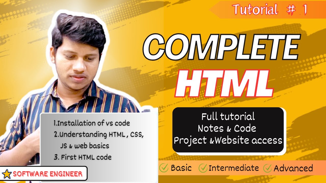 Tutorials #1 | Complete HTML tutorials | Complete HTML with Notes , Project & Code post thumbnail image